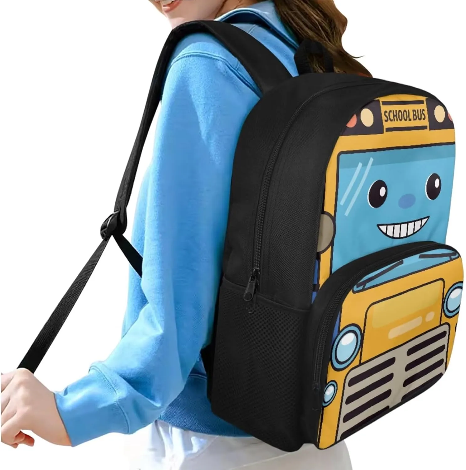 Kids Backpack Boys Cute Car Backpack and Lunch Bag Set Aesthetic School Bag for Girls 8 Years School Shoulder Bags with Two Sides Pockets for Bottle and Umbrella