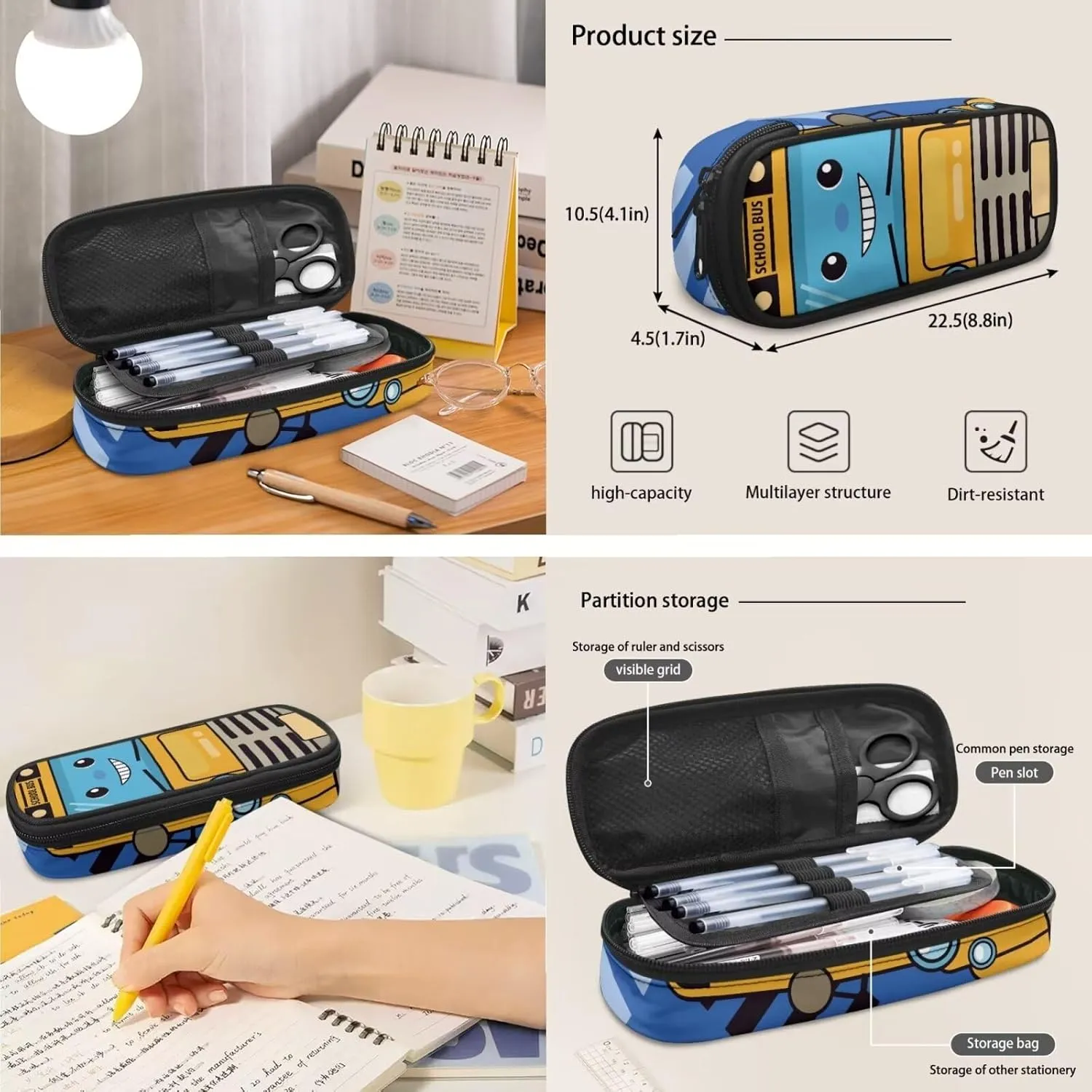 Kids Backpack Boys Cute Car Backpack and Lunch Bag Set Aesthetic School Bag for Girls 8 Years School Shoulder Bags with Two Sides Pockets for Bottle and Umbrella