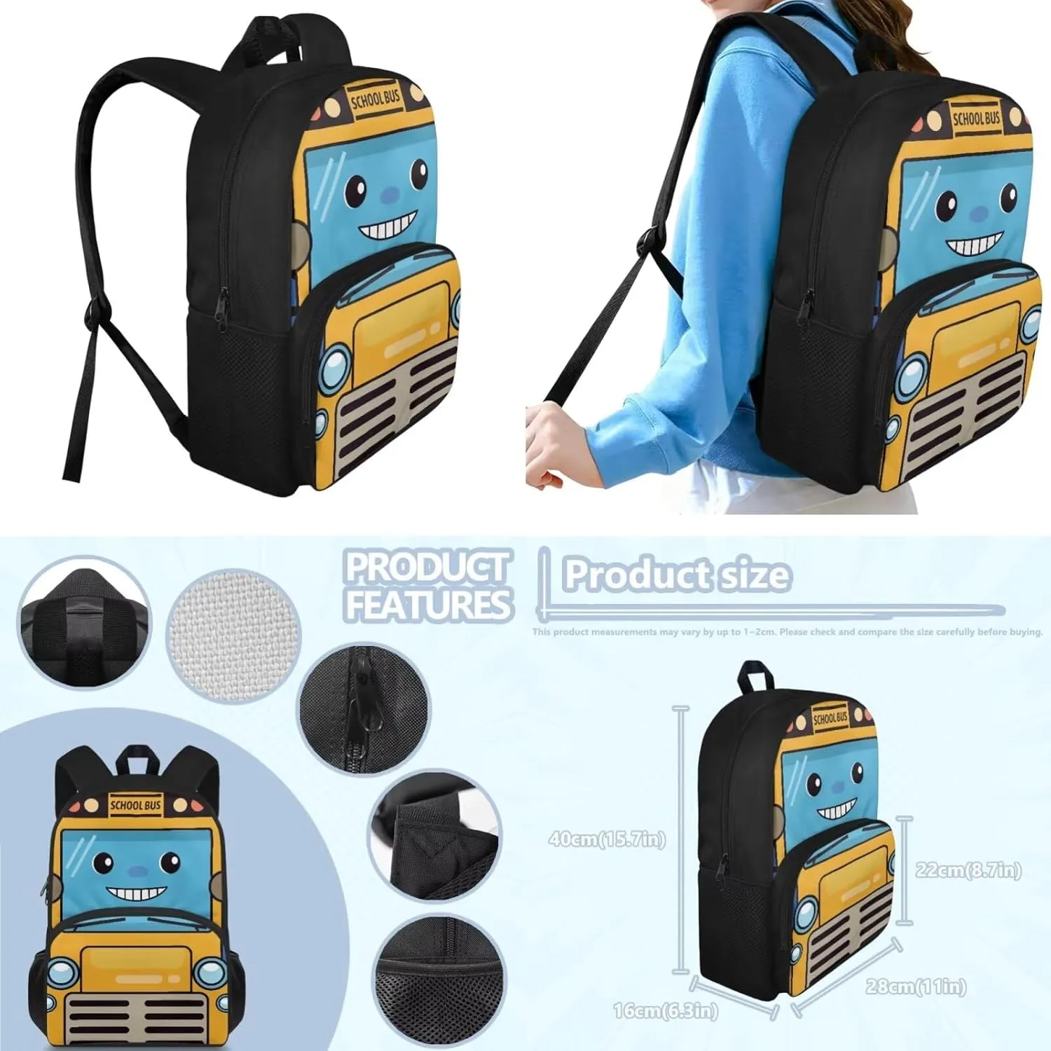 Kids Backpack Boys Cute Car Backpack and Lunch Bag Set Aesthetic School Bag for Girls 8 Years School Shoulder Bags with Two Sides Pockets for Bottle and Umbrella