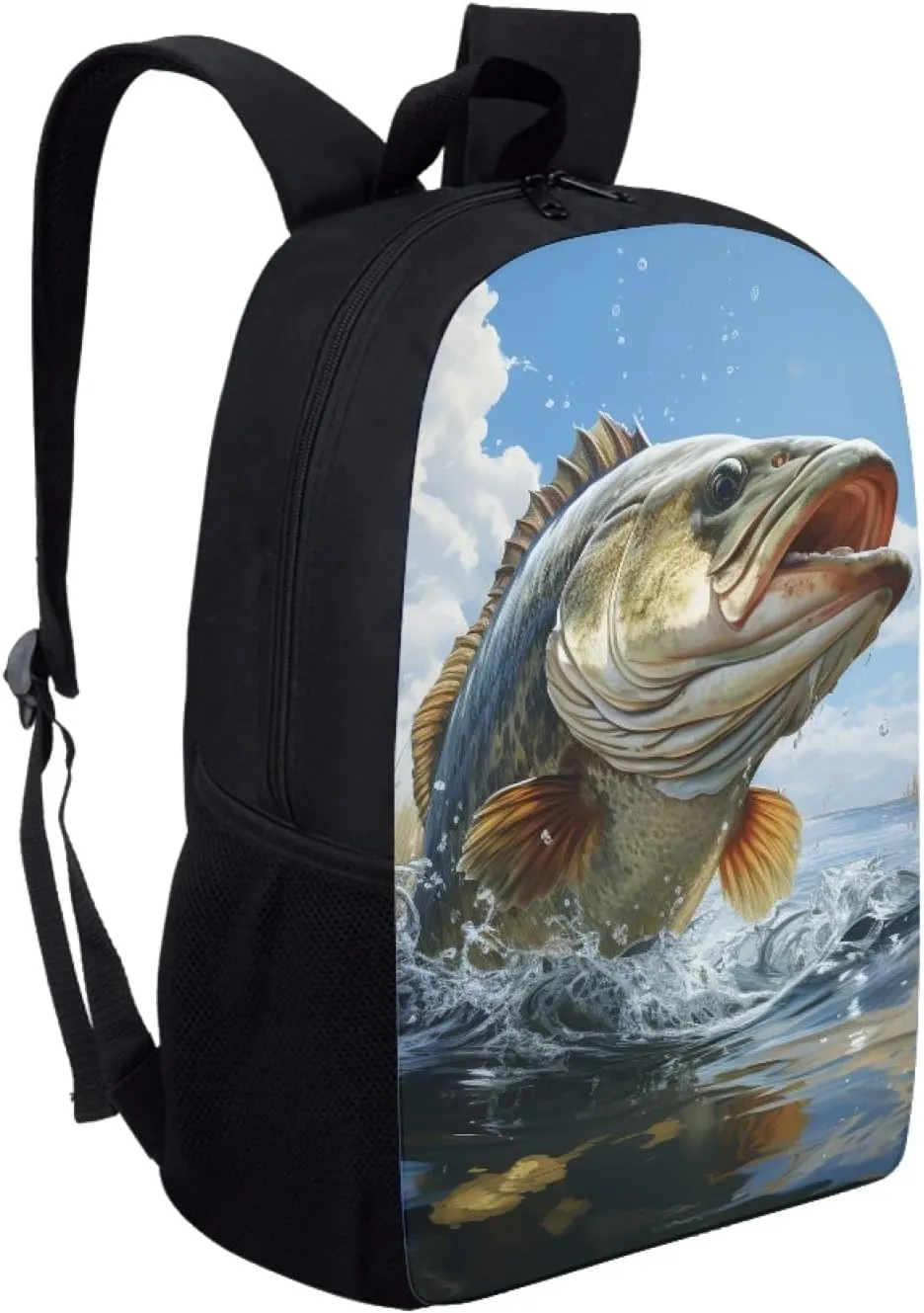 Kids Backpack Print School Bookbag Travel bag for Elementary Students Teens Girls Boys (Bass Fish)