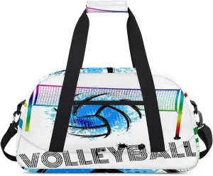 Kids Duffel Bag Art Swirl Volleyball Ball,Sport Gym Bag for Boys Girls,Weekender Overnight Tote Bag Carry On Duffel Bag