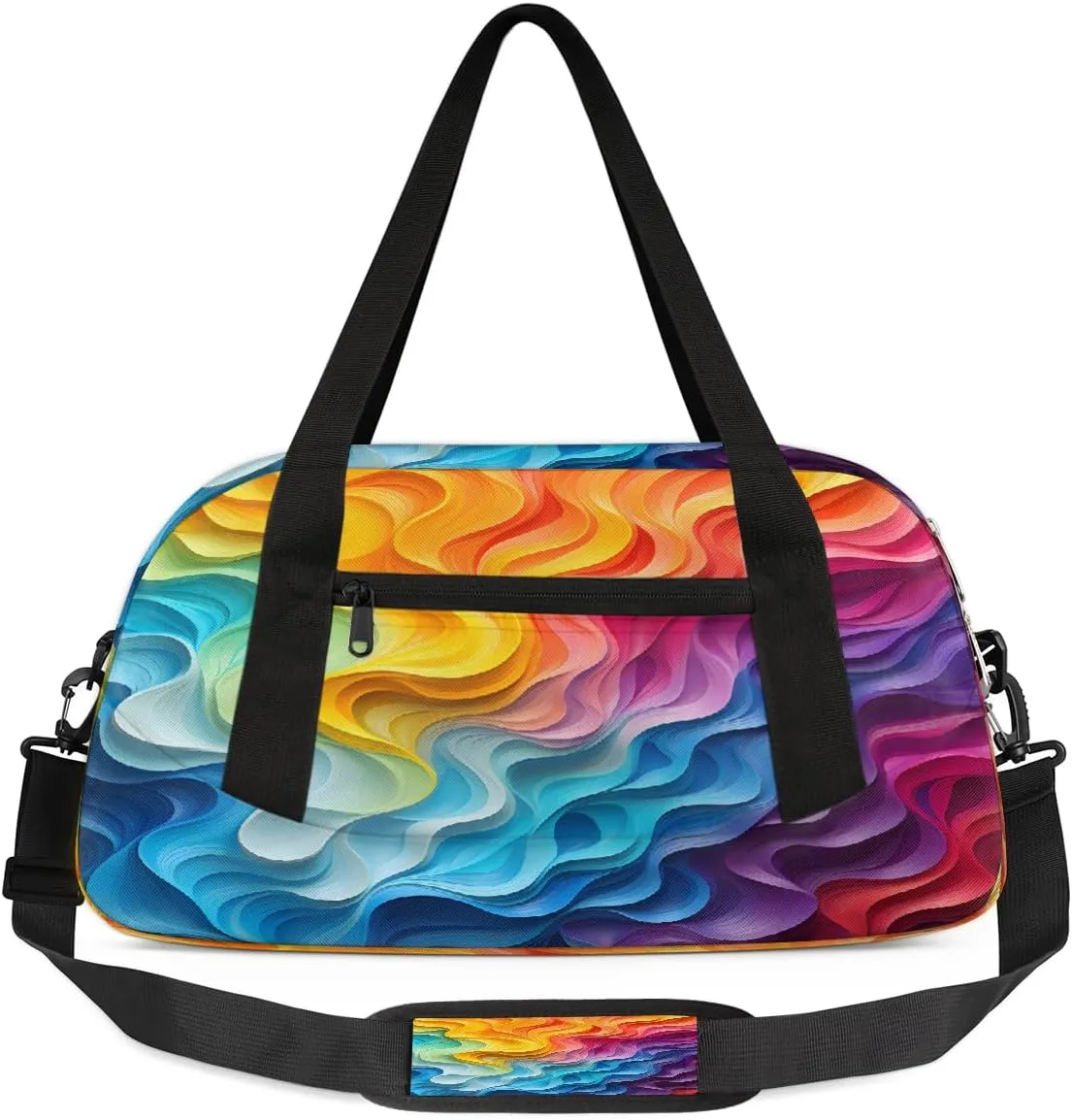 Kids Gym Bag with Adjustable Shoulder Strap, Abstract Geometric Colorful Ripples Boys & Girls Travel Sport Duffle Bag School for Overnight Travel Bag