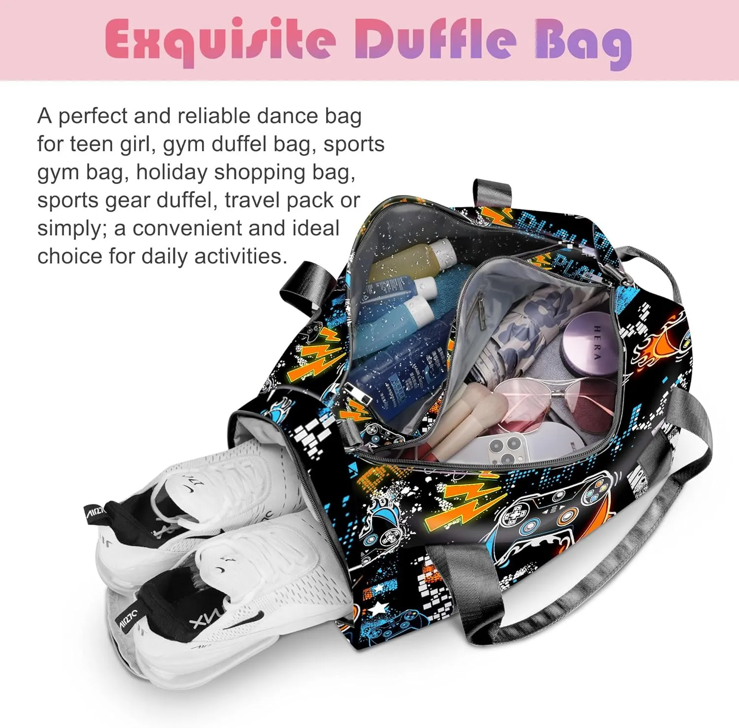 Kids Overnight Duffle Bag Boys Sport Gym Bag with Shoe Compartment & Wet Pocket, Carry On Weekender Travel Bag for Kid Boys