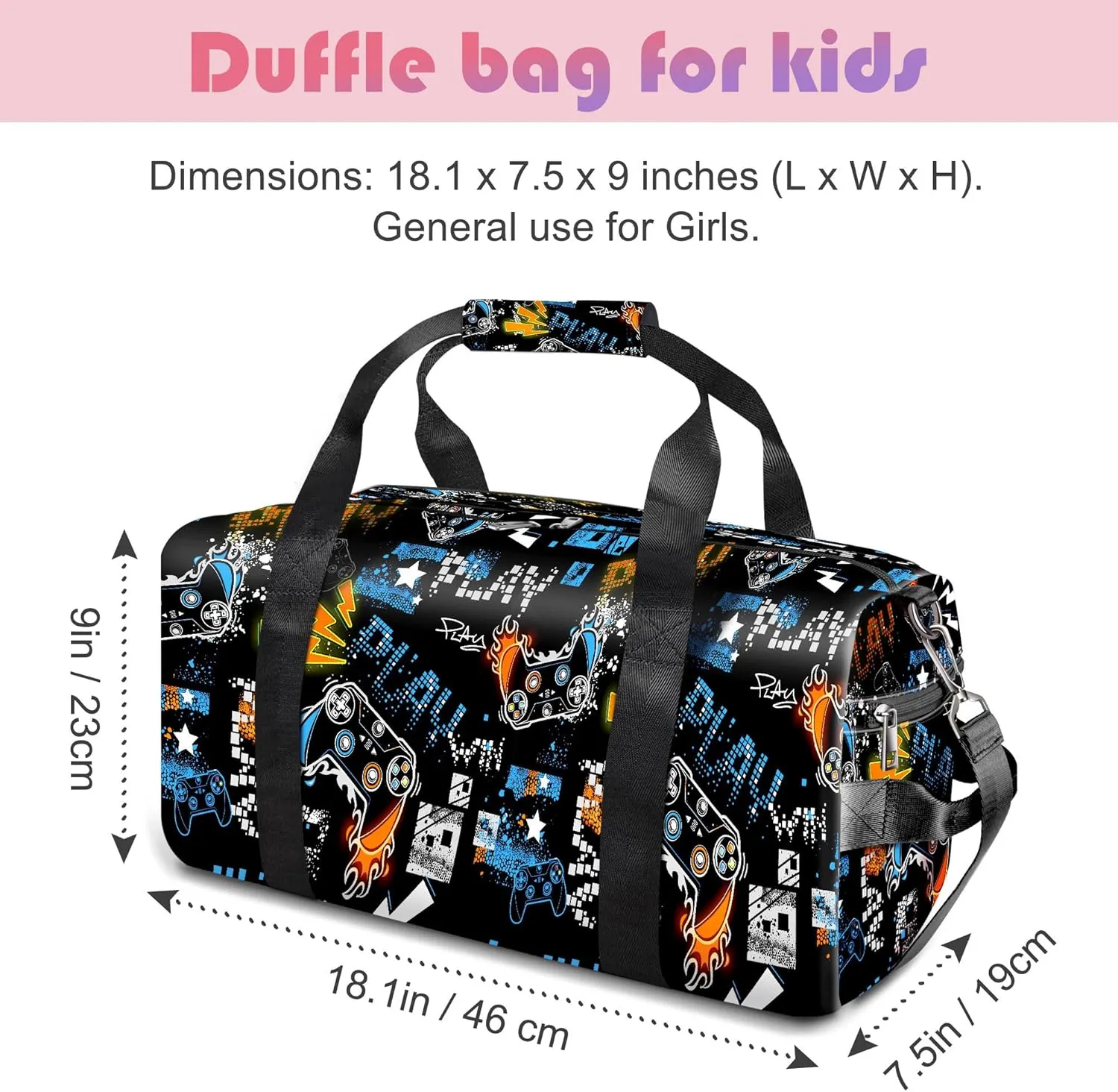 Kids Overnight Duffle Bag Boys Sport Gym Bag with Shoe Compartment & Wet Pocket, Carry On Weekender Travel Bag for Kid Boys