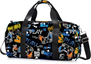 Kids Overnight Duffle Bag Boys Sport Gym Bag with Shoe Compartment & Wet Pocket, Carry On Weekender Travel Bag for Kid Boys