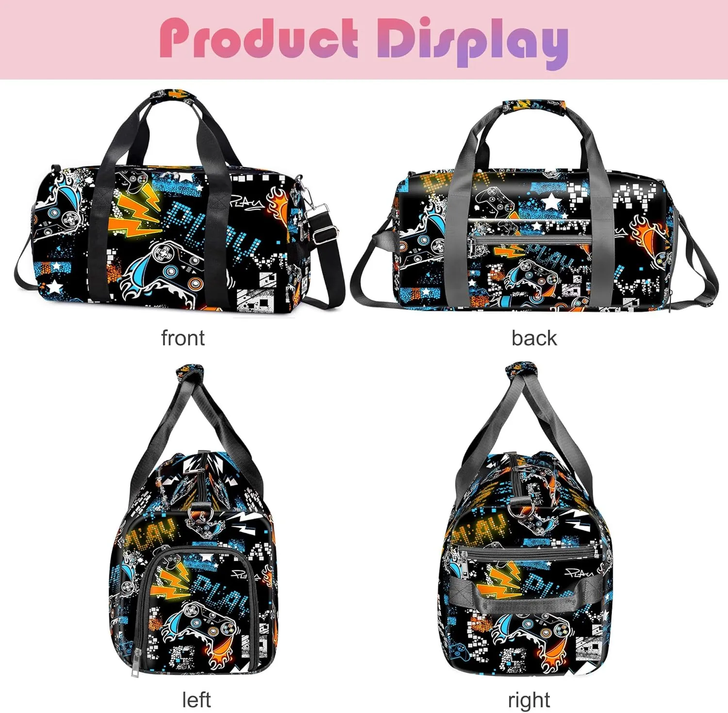 Kids Overnight Duffle Bag Boys Sport Gym Bag with Shoe Compartment & Wet Pocket, Carry On Weekender Travel Bag for Kid Boys