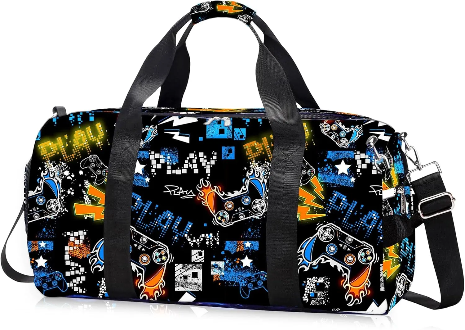 Kids Overnight Duffle Bag Boys Sport Gym Bag with Shoe Compartment & Wet Pocket, Carry On Weekender Travel Bag for Kid Boys
