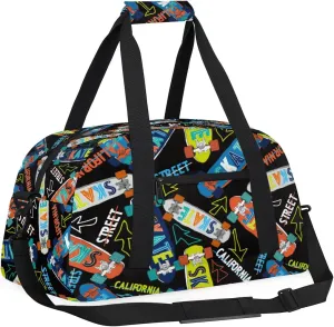 Kids Overnighter Duffel Bags for Boys Girls, Carry-On Size Sports Gym Bag for School Practice or Overnight Travel Weekender Sleepover Workout Tote Bag, Skateboarding Sports