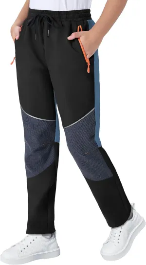 Kids Pants Quick Dry Hiking Outdoor Lightweight Uniform Pants for Boys Girls Joggers with 3 Zipper Pockets