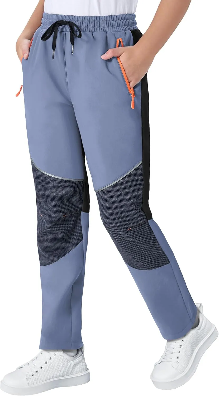 Kids Pants Quick Dry Hiking Outdoor Lightweight Uniform Pants for Boys Girls Joggers with 3 Zipper Pockets