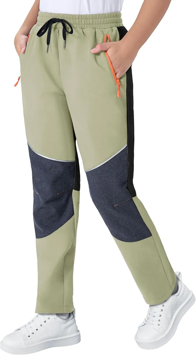 Kids Pants Quick Dry Hiking Outdoor Lightweight Uniform Pants for Boys Girls Joggers with 3 Zipper Pockets