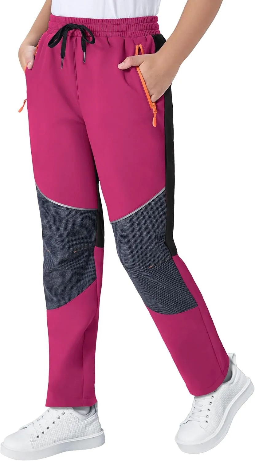 Kids Pants Quick Dry Hiking Outdoor Lightweight Uniform Pants for Boys Girls Joggers with 3 Zipper Pockets