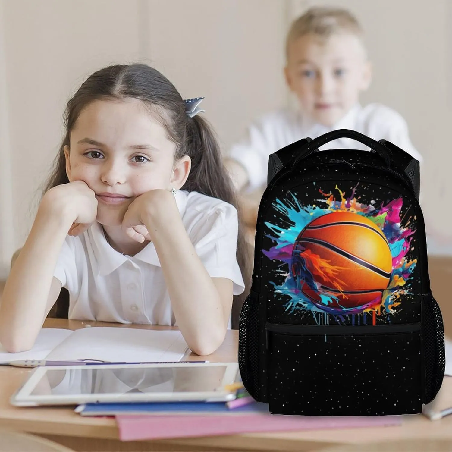 Kids School Backpack for Boys Girls, Basketball Backpack for School Elementary, 17 Inch Sport Backpack with Adjustable Straps, Durable, Lightweight, Large Capacity