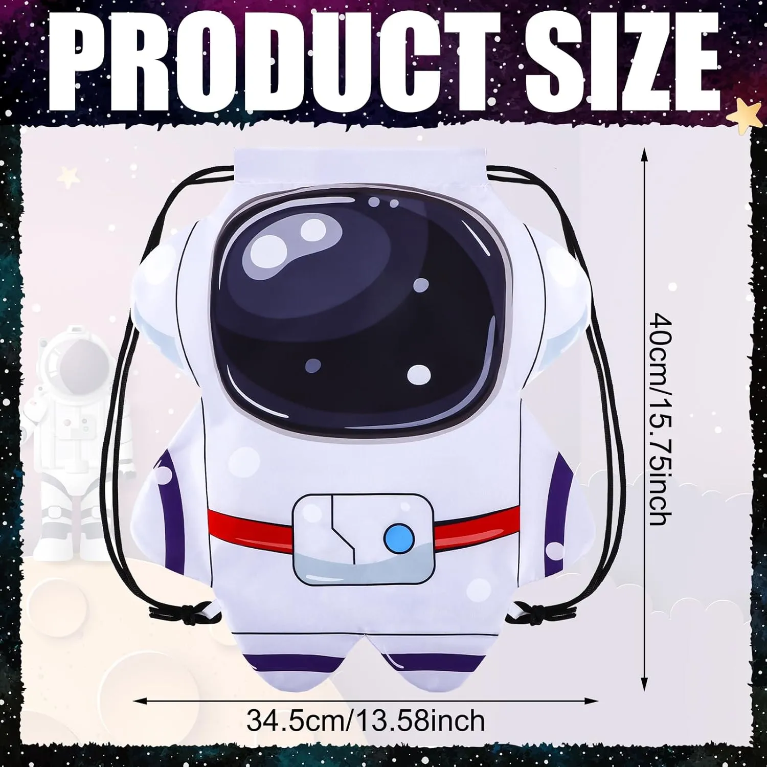 Kingdder 12 Pcs Outer Space Party Favors Astronaut Drawstring Bags Space Themed Astronaut Goodie Bags Gift Backpack for Kids
