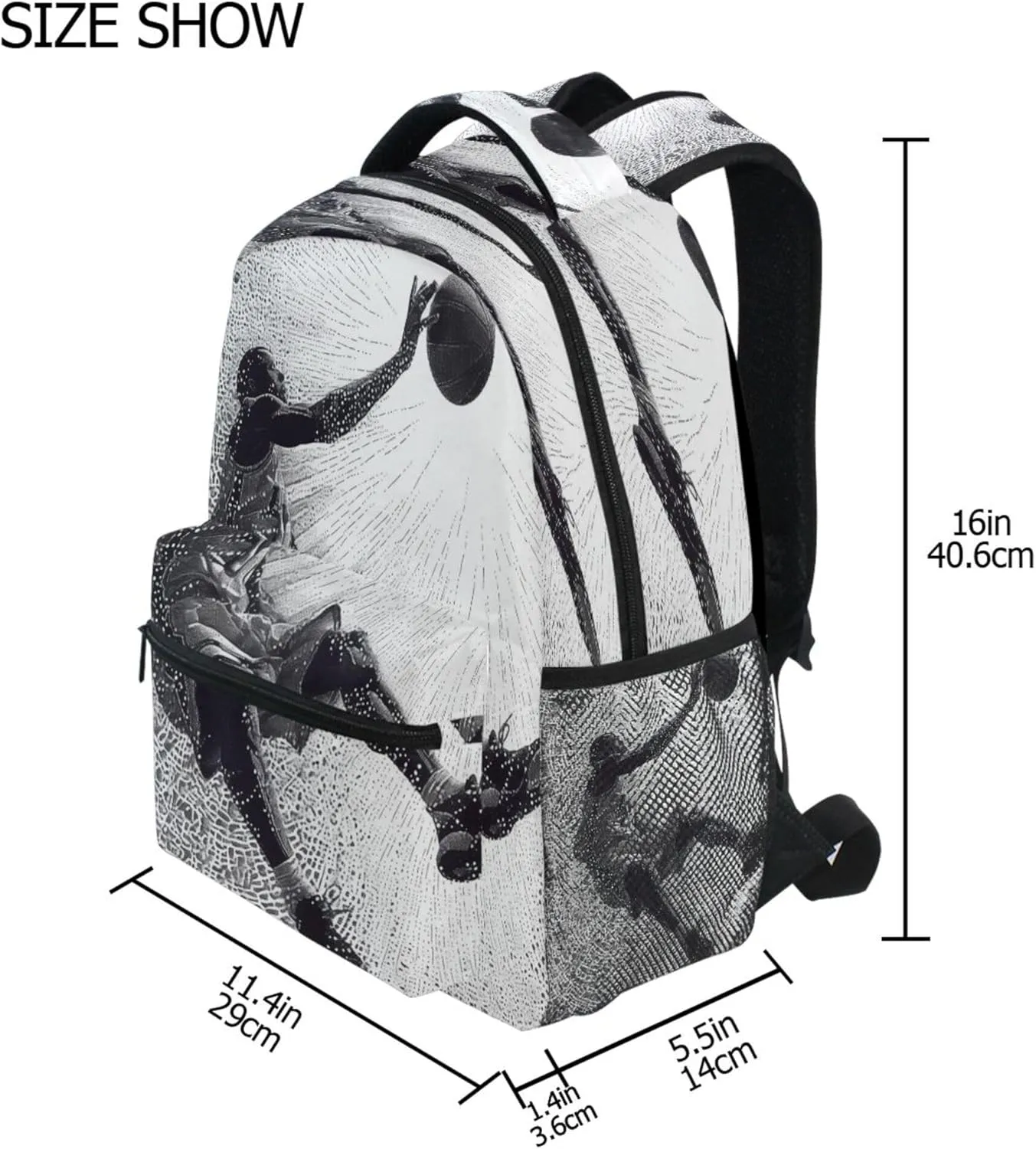 KLL School Backpack for Teenager Waterproof Stylish Travel Bags with Chest Strap Gift Men & Women Basketball Player
