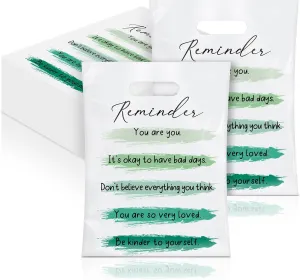 Kolldenn 250 Pcs Mental Health Awareness Plastic Gift Bags with Handle Mental Health Reminders Goody Bags for Counselor Office Classroom Party Campaign Support Favor Decoration