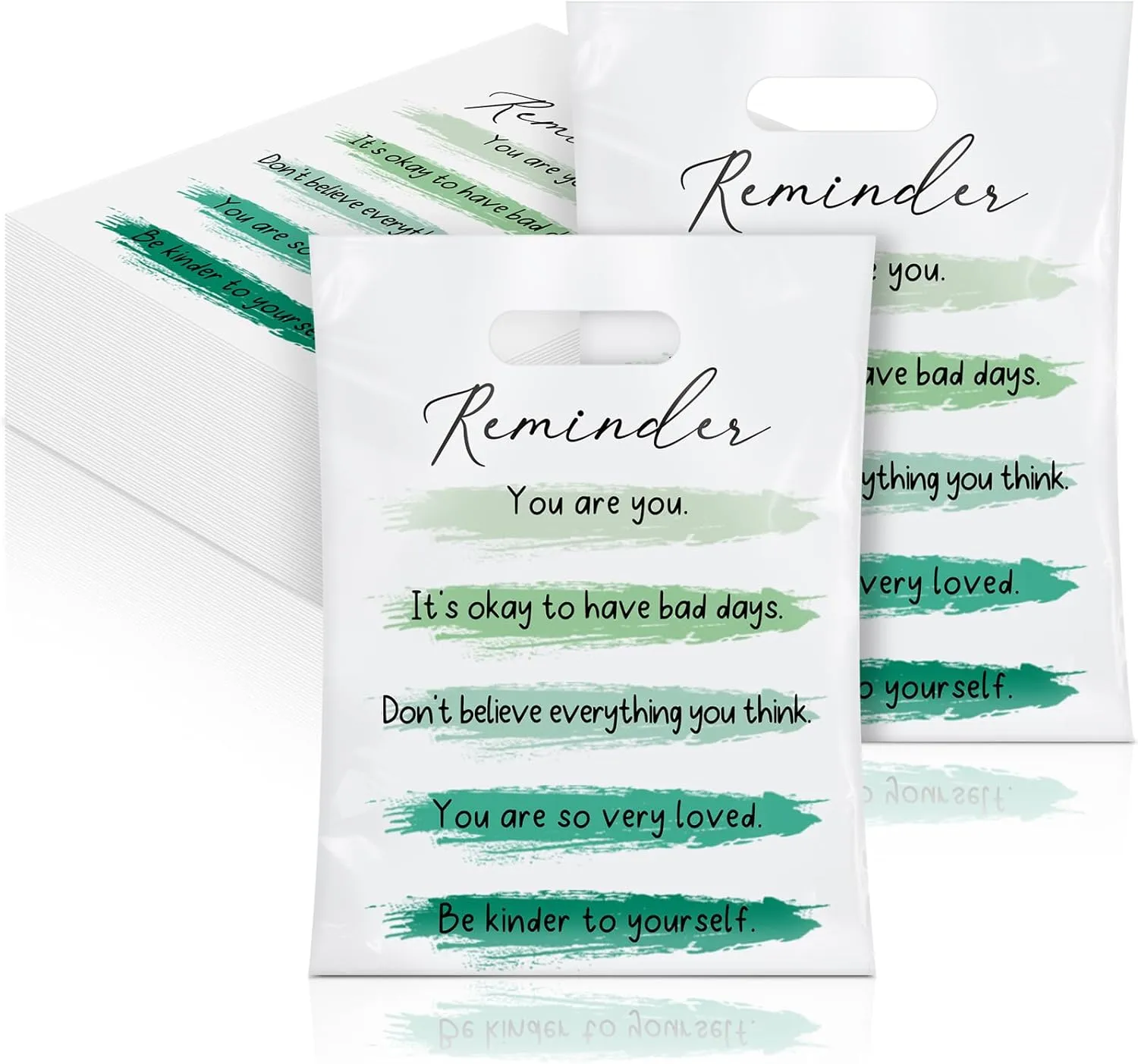 Kolldenn 250 Pcs Mental Health Awareness Plastic Gift Bags with Handle Mental Health Reminders Goody Bags for Counselor Office Classroom Party Campaign Support Favor Decoration