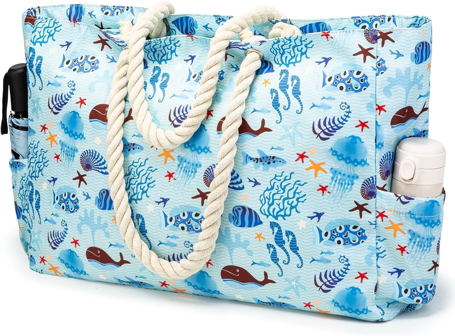KUAK Beach Bag, Large Beach Bags for Women Waterproof Sandproof Beach Tote Bag with Zipper and Pockets for Pool Family