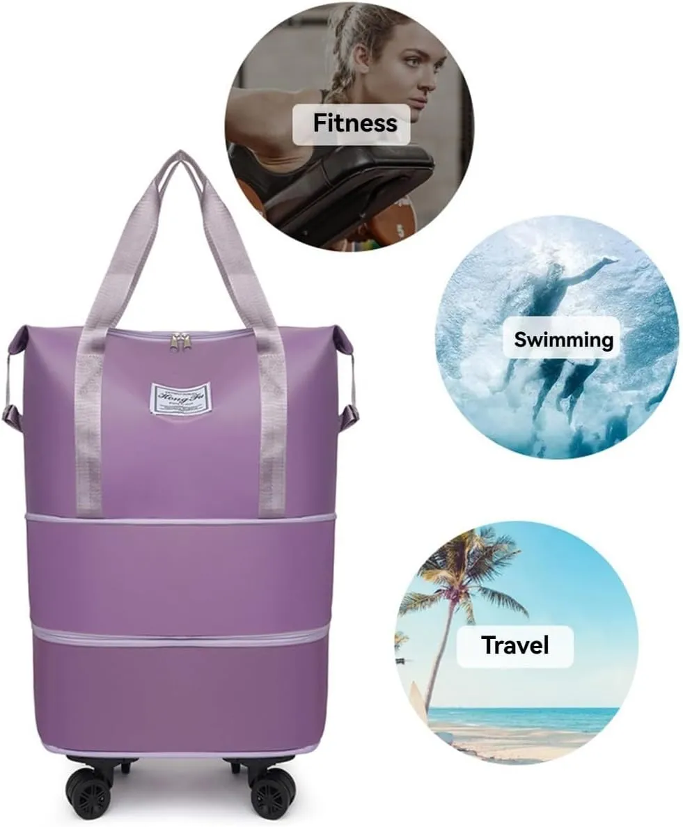 Kulken Travel Bag with Wheels, 2025 New Large Capacity Travel Bag - Universal Wheel Removable, Expandable Luggage Bags (Blue)