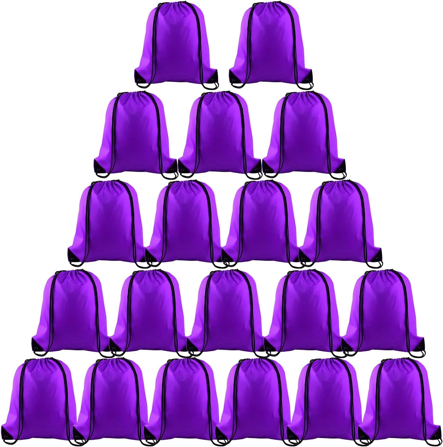 KUUQA 20Pcs Drawstring Backpack Bag Bulk Purple Drawstring Bags String Backpack Sport Gym Sack Bags Foldable Storage Bag for Women Men Shopping Gym Travel Sports