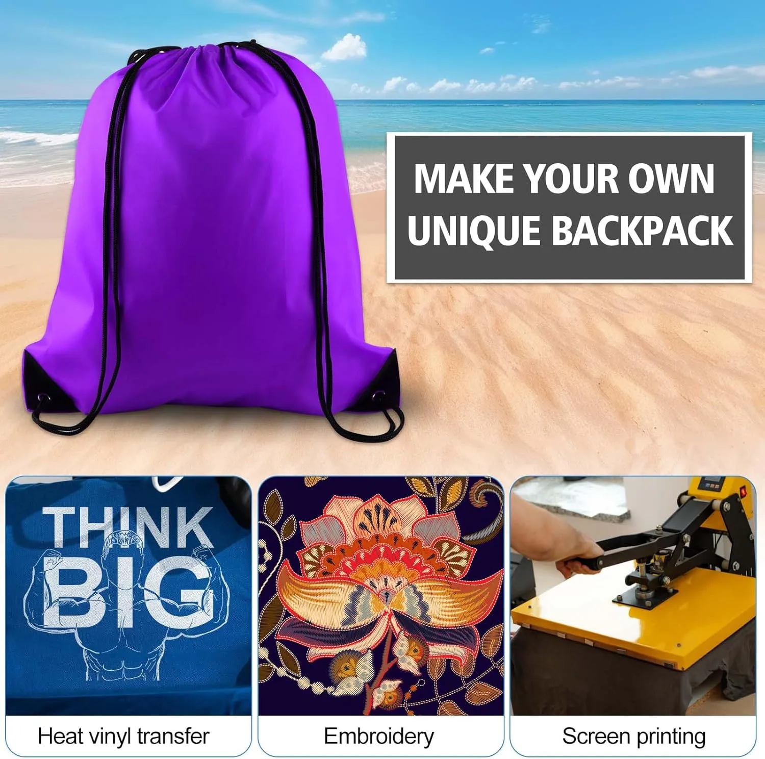 KUUQA 20Pcs Drawstring Backpack Bag Bulk Purple Drawstring Bags String Backpack Sport Gym Sack Bags Foldable Storage Bag for Women Men Shopping Gym Travel Sports