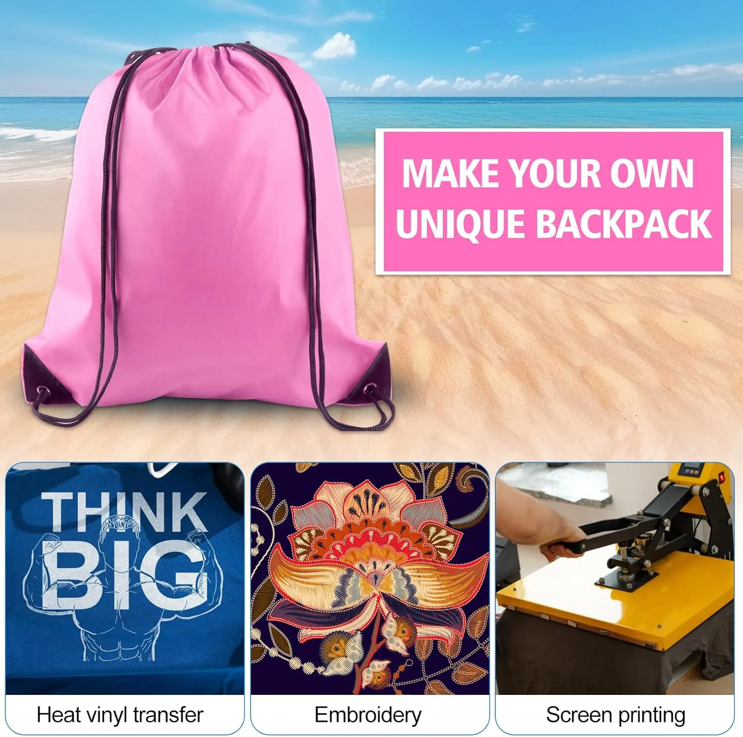 KUUQA 25Pcs Drawstring Backpack Bags Bulk Pink Drawstring Bag Foldable Gym Bag Sport Cinch Sack String Backpack Storage Bags for Women Men Shopping Gym Travel Sports