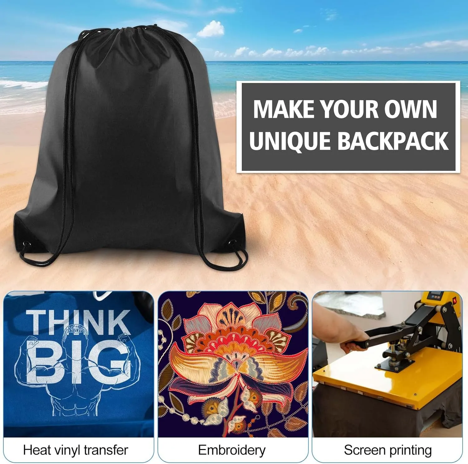 KUUQA 40Pcs Black Drawstring Backpack Bags Sack Drawstring Bags Bulk String Backpack Storage Bags for Sport Gym Traveling