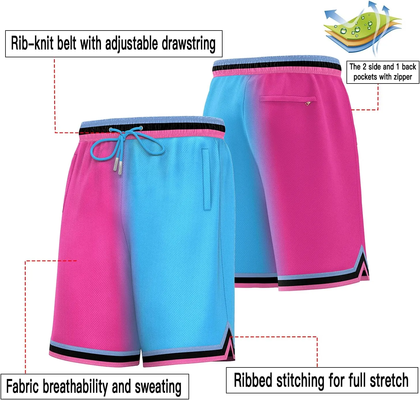 KXK Men’s Mesh Basketball Shorts,Athletic Shorts Gym Running Training Shorts with Pockets
