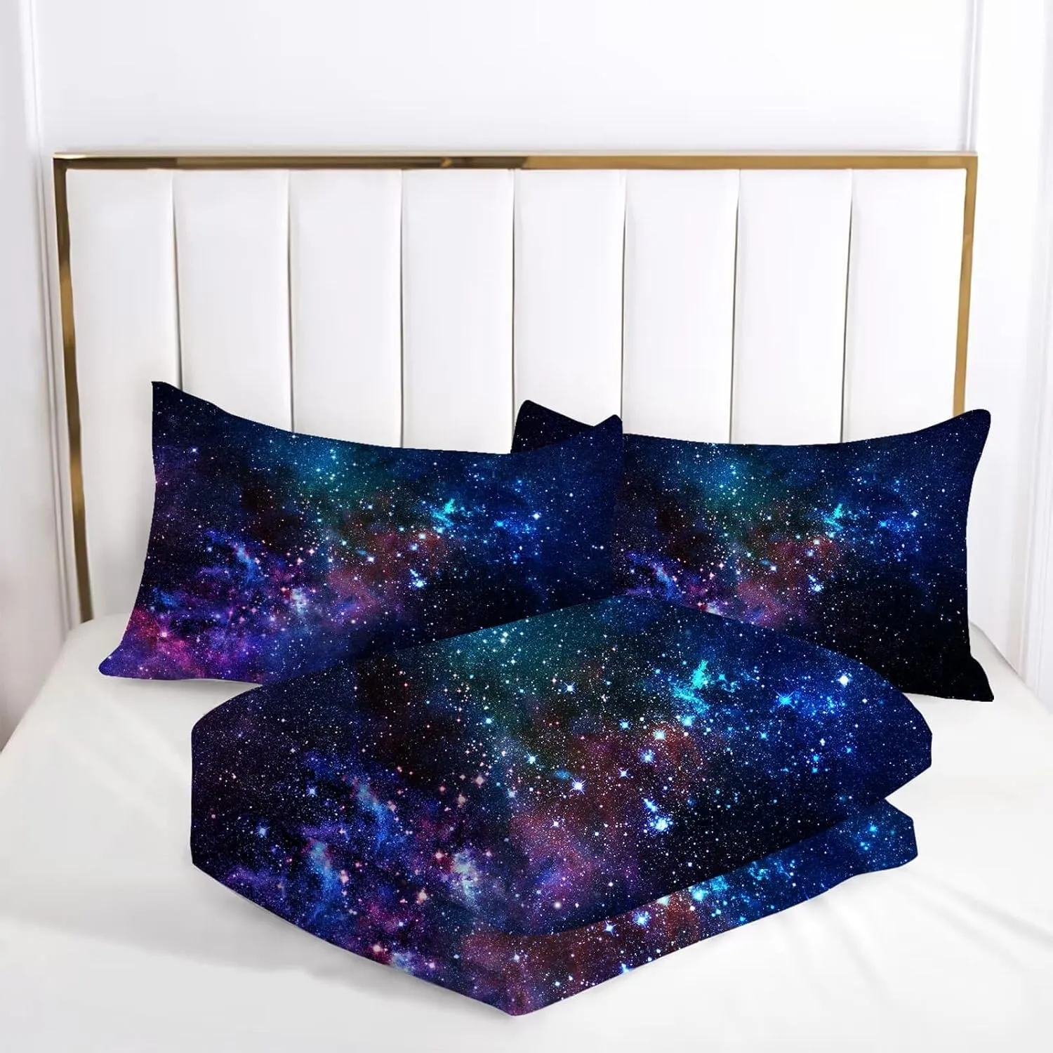 kxry Blue Purple 3D Galaxy Comforter Set Queen Size Outer Space Starry Sky Universe Bedding Sets for Girls Teens Kids 1 Comforter   2 Pillow Cases