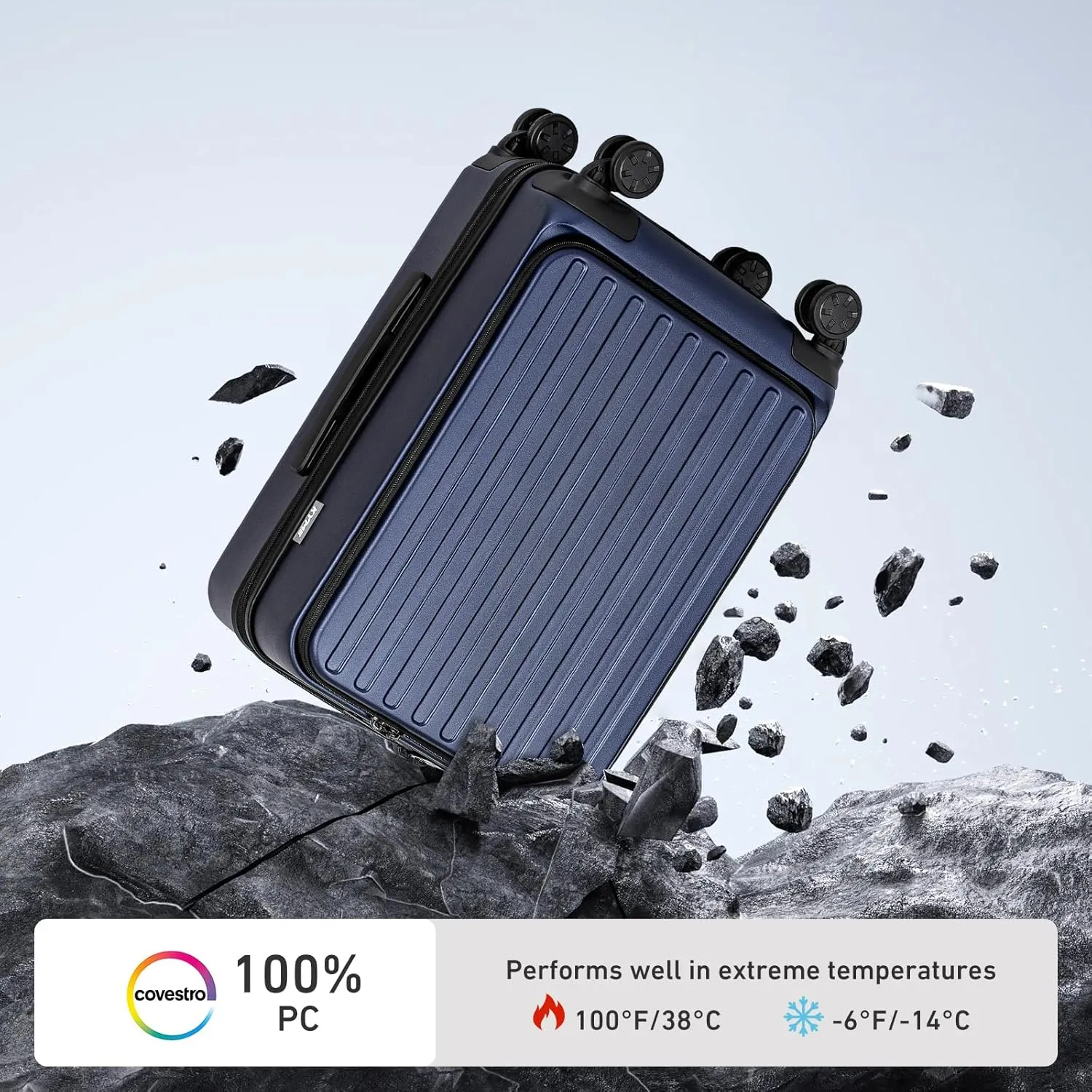 KYME Hardside Carry On Luggage Airline Approved with Laptop Compartment (Blue, Carry-On 20 Inch)