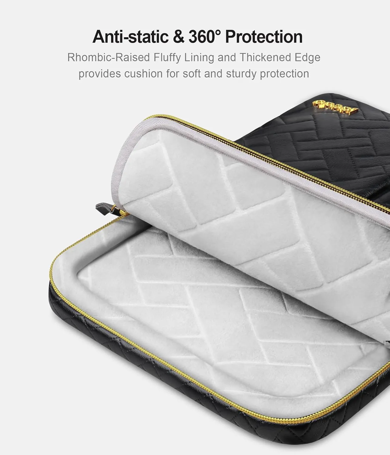 Lacdo 360° Protective 15-15.6 Inch Laptop Sleeve Case for Acer HP Dell ASUS Laptop, Acer Aspire 15, HP Pavilion/Envy 15, Dell Inspiron 15, ThinkPad/IdeaPad 15, ASUS Zenbook Computer Bag, Elegant Black