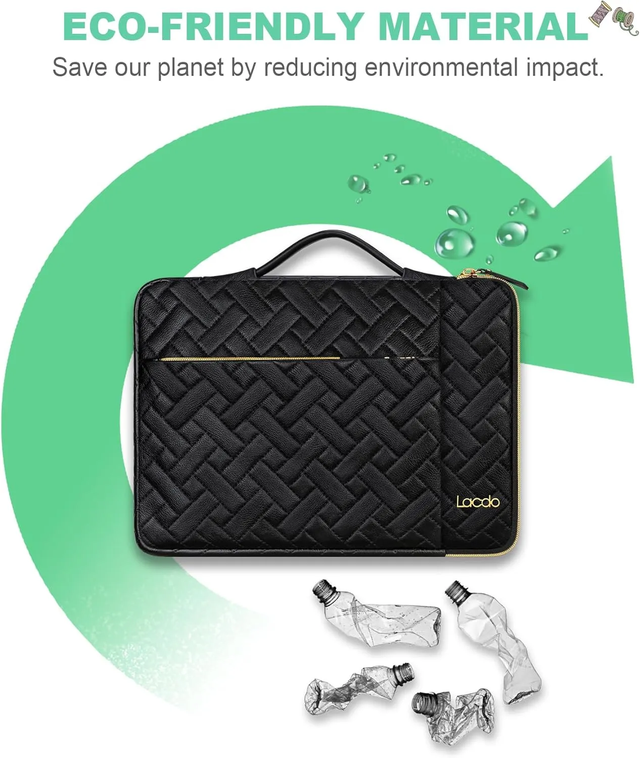 Lacdo 360° Protective 15-15.6 Inch Laptop Sleeve Case for Acer HP Dell ASUS Laptop, Acer Aspire 15, HP Pavilion/Envy 15, Dell Inspiron 15, ThinkPad/IdeaPad 15, ASUS Zenbook Computer Bag, Elegant Black