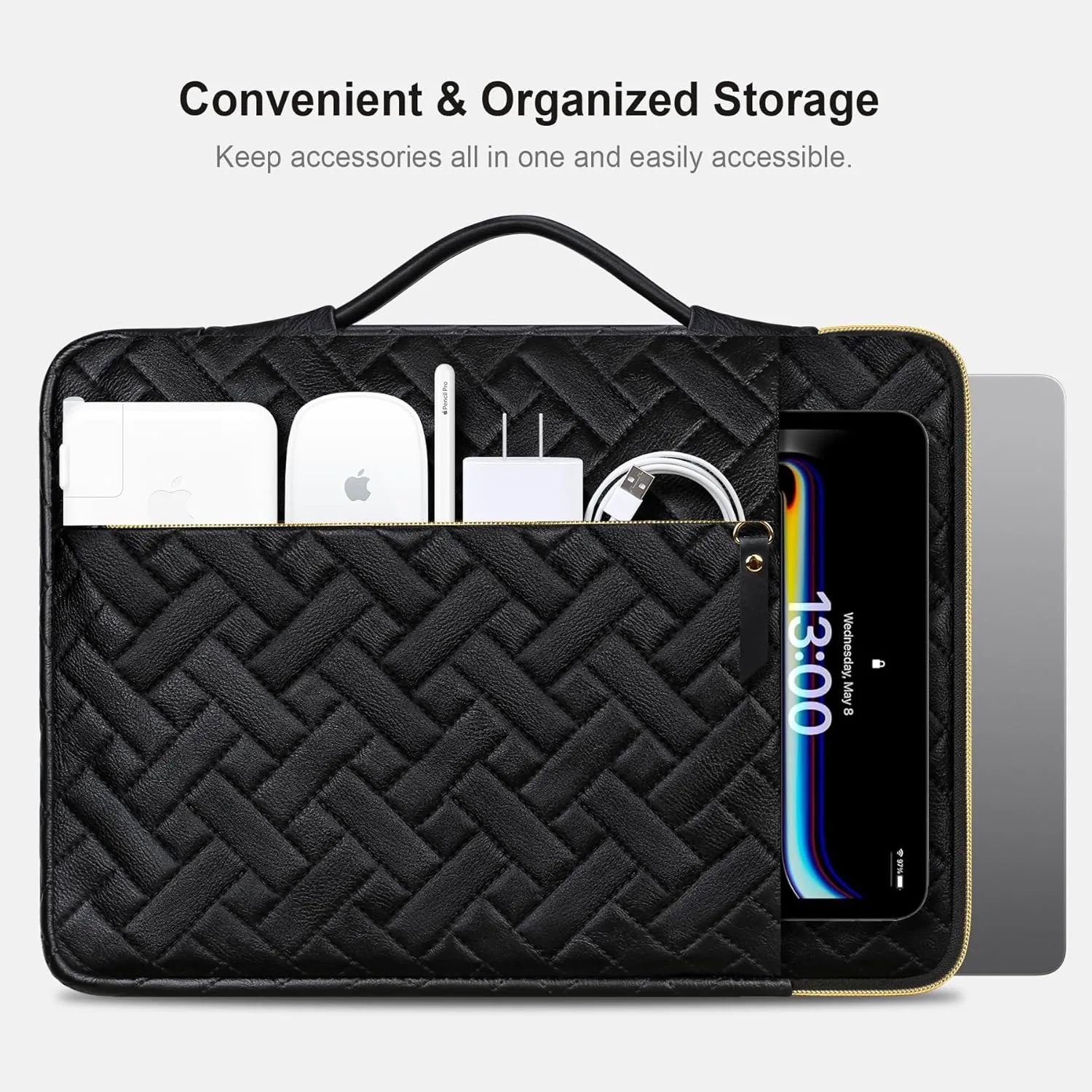 Lacdo 360° Protective 15-15.6 Inch Laptop Sleeve Case for Acer HP Dell ASUS Laptop, Acer Aspire 15, HP Pavilion/Envy 15, Dell Inspiron 15, ThinkPad/IdeaPad 15, ASUS Zenbook Computer Bag, Elegant Black