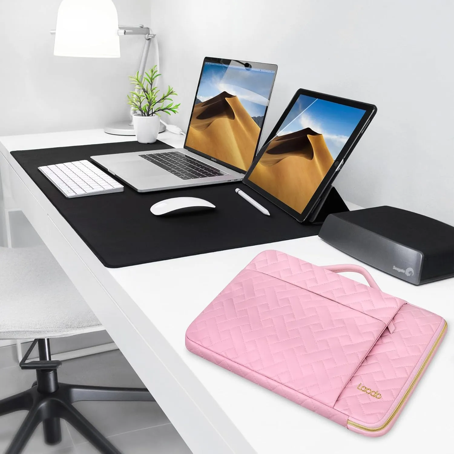 Lacdo 360° Protective 16 Inch Laptop Sleeve Case for 16 Inch HP Lenovo ASUS Acer Dell Laptop/HP Pavilion Envy/Lenovo ThinkPad IdeaPad/Acer Swift/ASUS Vivobook/Dell Computer Bag, Sakura Pink