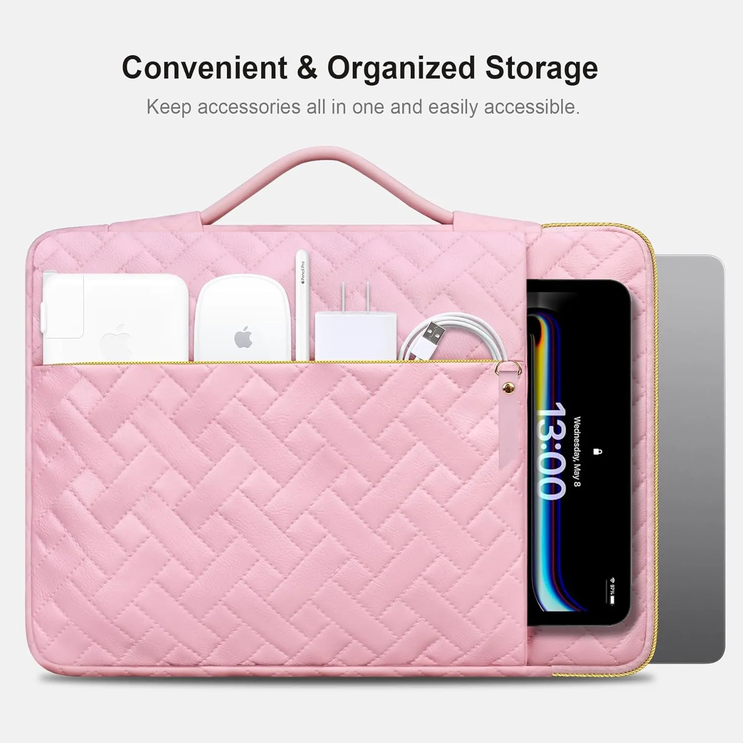 Lacdo 360° Protective 16 Inch Laptop Sleeve Case for 16 Inch HP Lenovo ASUS Acer Dell Laptop/HP Pavilion Envy/Lenovo ThinkPad IdeaPad/Acer Swift/ASUS Vivobook/Dell Computer Bag, Sakura Pink