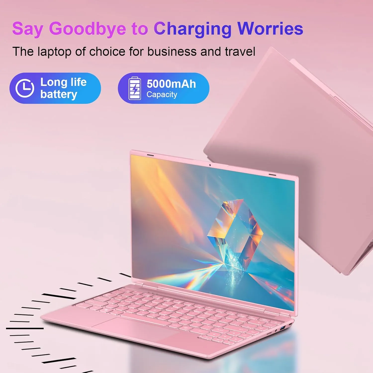 Laptop 14" 8GB 256GB SSD Celeron N5095 Up to 2.9 GHz Win 11 Laptop Support 512GB TF 1TB SSD Expand Notebook Support 5G WiFi丨BT 4.2丨Cooling Fan丨1920*1200丨Mouse and Keyboard Protector-Pink