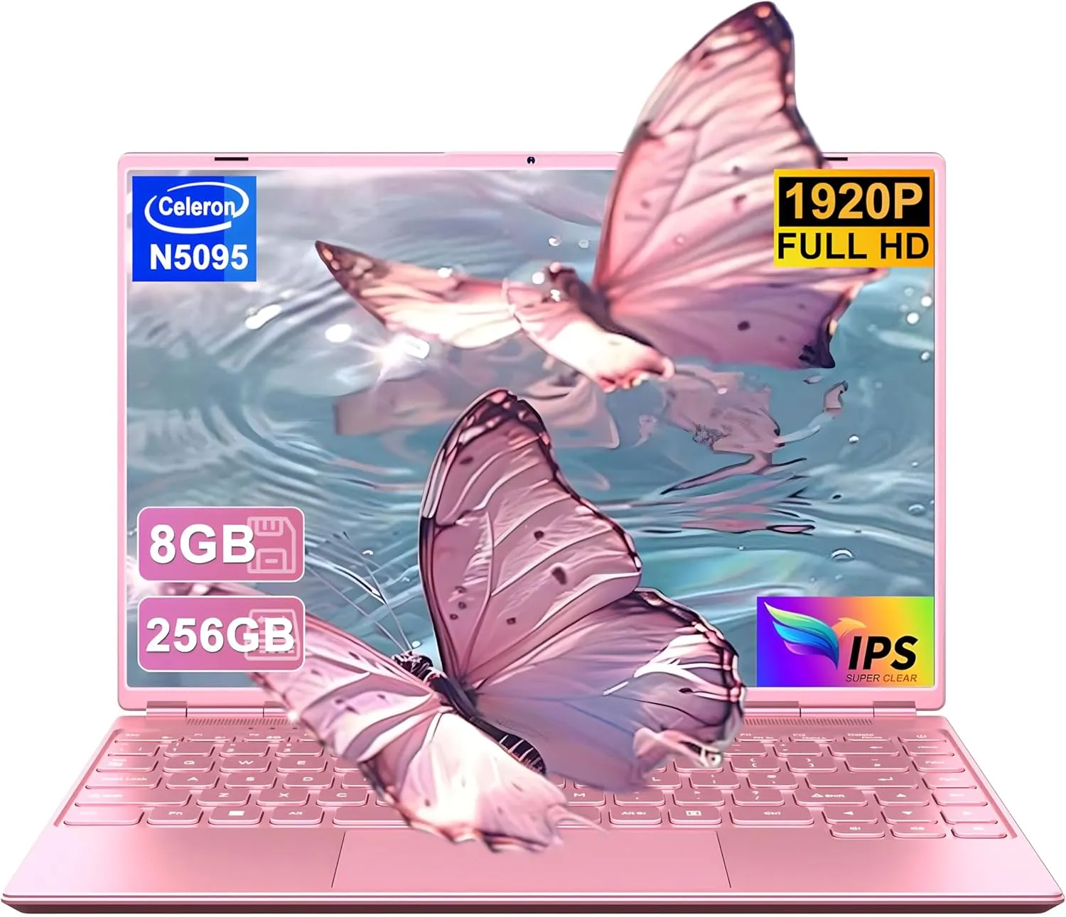 Laptop 14" 8GB 256GB SSD Celeron N5095 Up to 2.9 GHz Win 11 Laptop Support 512GB TF 1TB SSD Expand Notebook Support 5G WiFi丨BT 4.2丨Cooling Fan丨1920*1200丨Mouse and Keyboard Protector-Pink