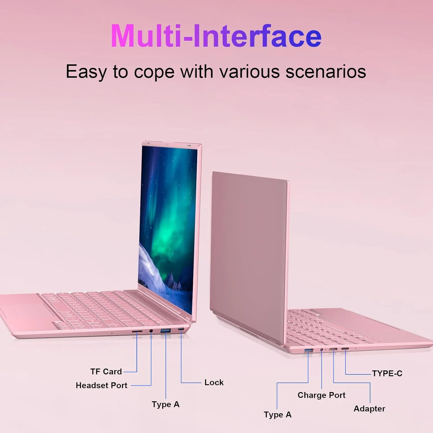 Laptop 14" 8GB 256GB SSD Celeron N5095 Up to 2.9 GHz Win 11 Laptop Support 512GB TF 1TB SSD Expand Notebook Support 5G WiFi丨BT 4.2丨Cooling Fan丨1920*1200丨Mouse and Keyboard Protector-Pink