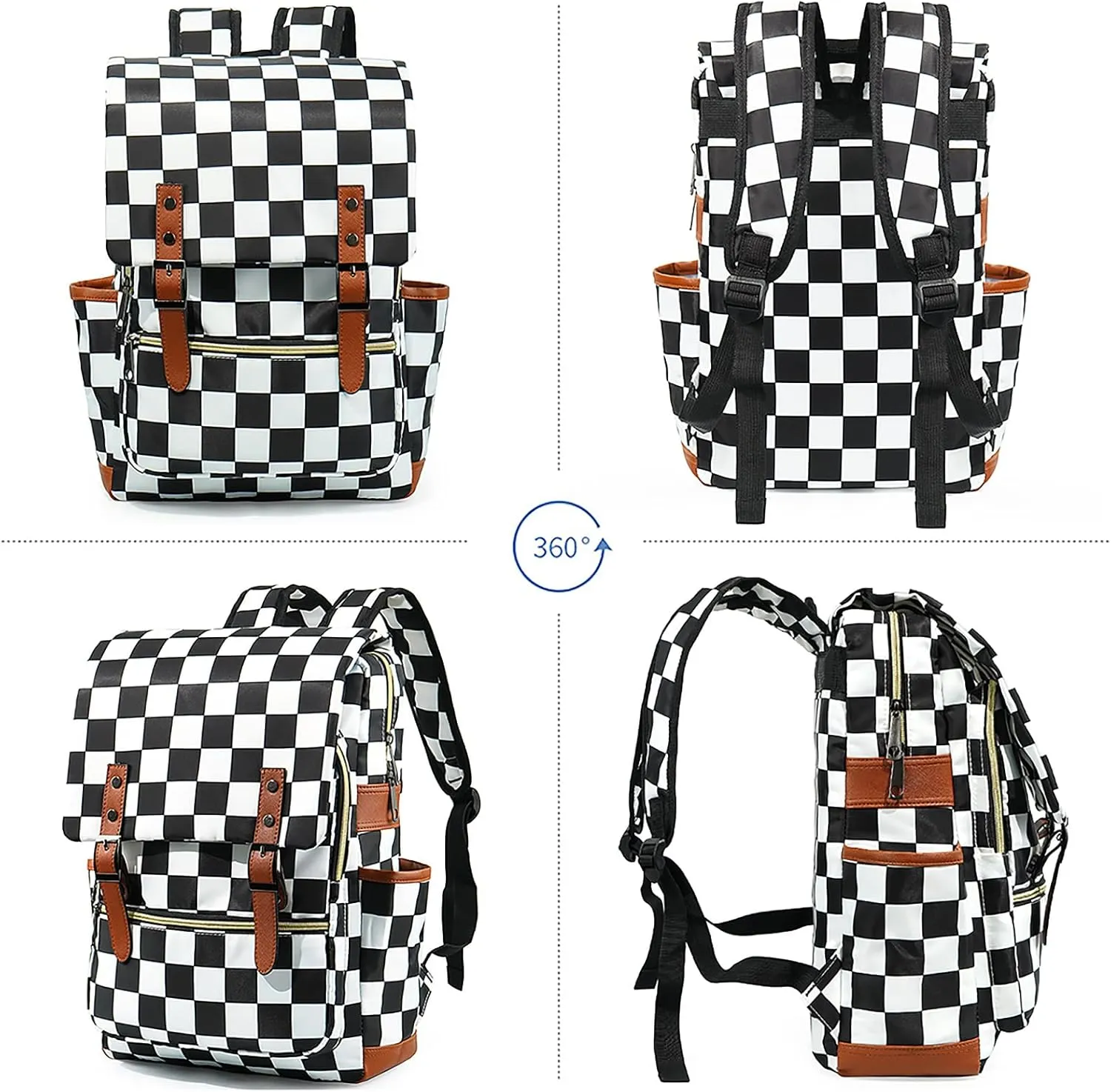 Laptop Backpack for Girls Women,College School Bookbags for Teenagers (Checkered)
