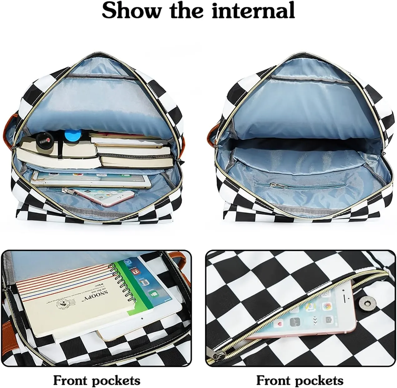 Laptop Backpack for Girls Women,College School Bookbags for Teenagers (Checkered)