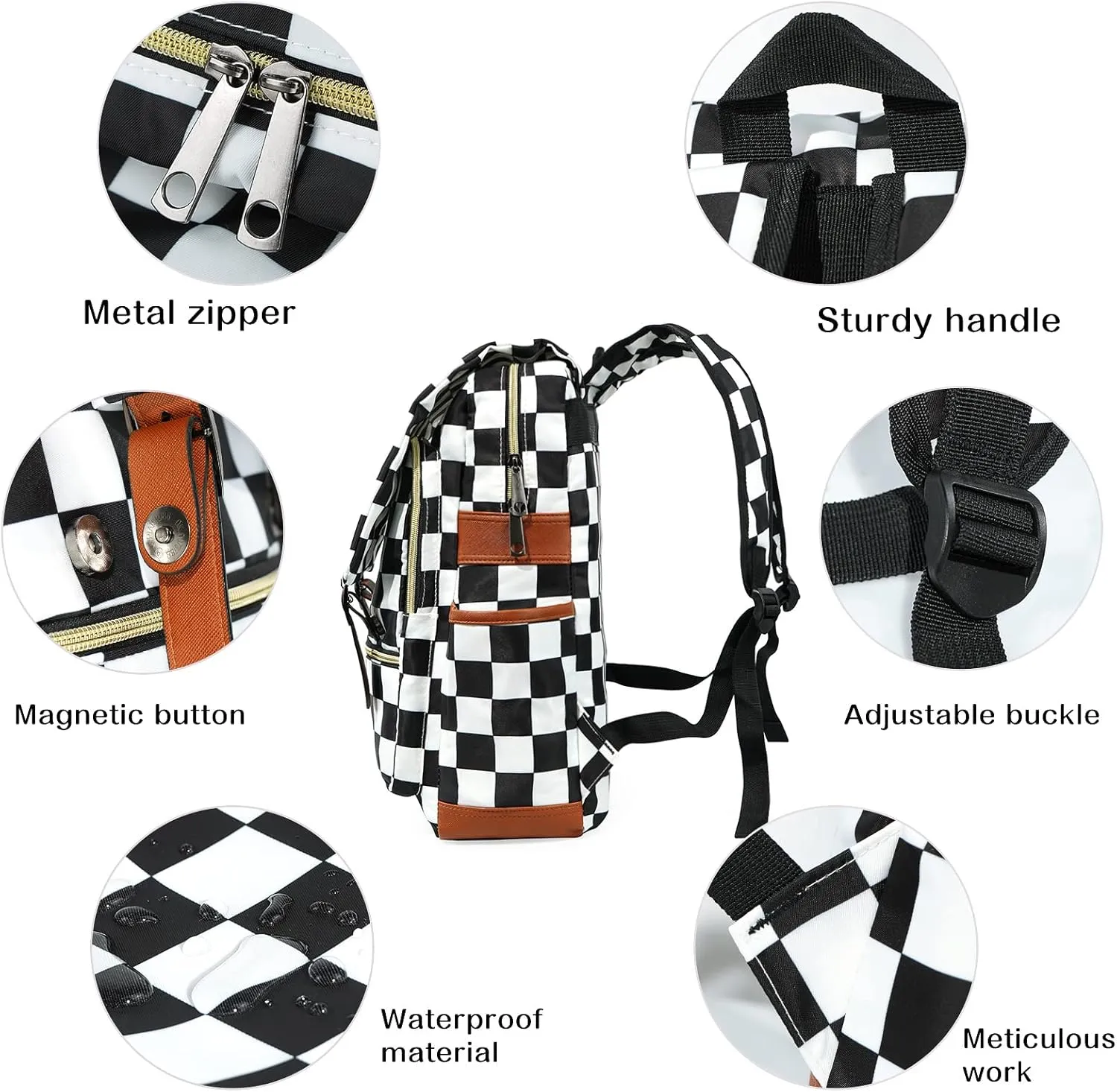 Laptop Backpack for Girls Women,College School Bookbags for Teenagers (Checkered)