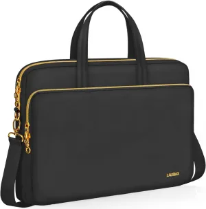 Laptop Bag Case 17 17.3 inch for Women Men Computer Briefcase Compatible with Dell XPS Inspiron, HP Pavilion Omen, LG Gram, Lenovo, ASUS, Acer, Messenger Shoulder Bag with Strap Handle, Black