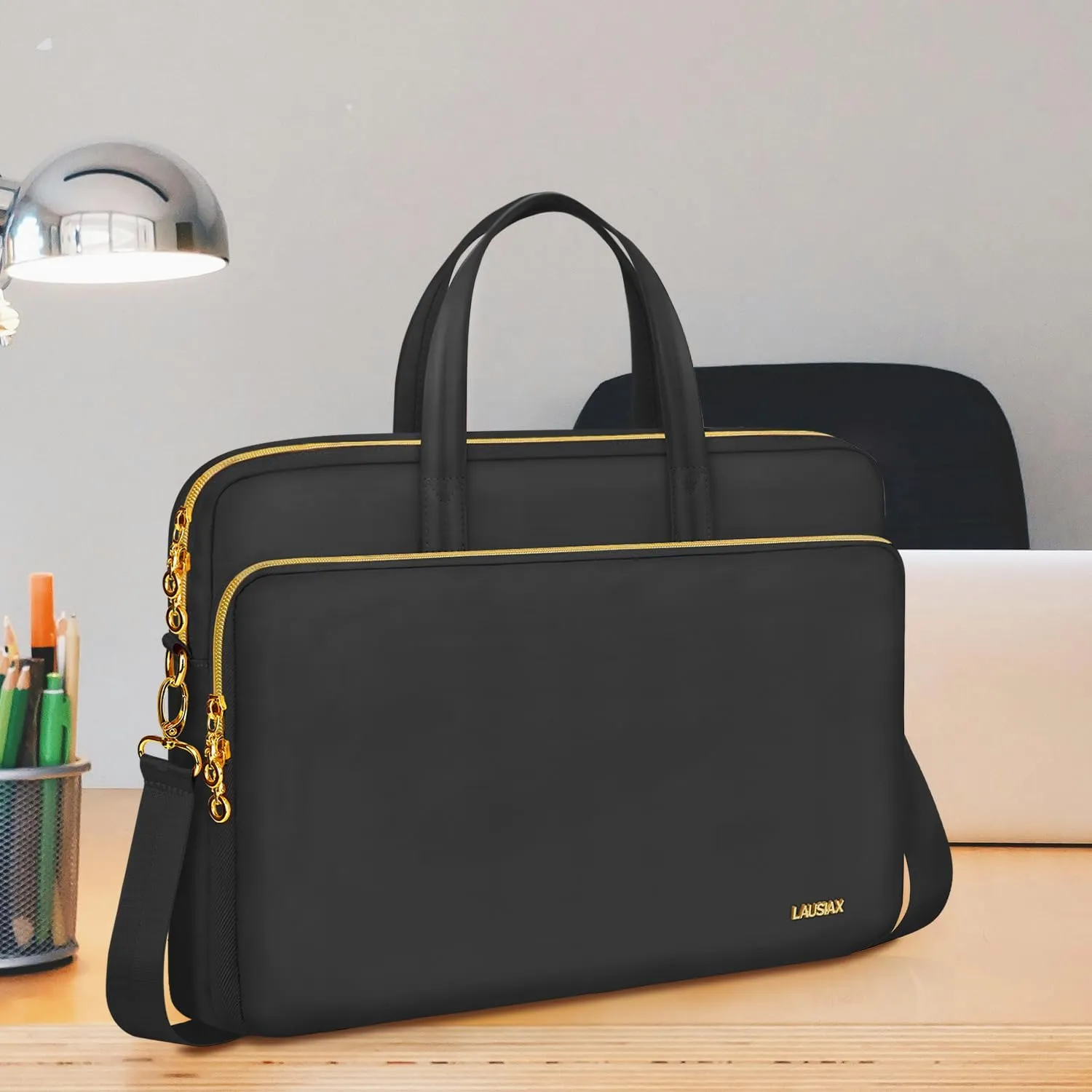 Laptop Bag Case 17 17.3 inch for Women Men Computer Briefcase Compatible with Dell XPS Inspiron, HP Pavilion Omen, LG Gram, Lenovo, ASUS, Acer, Messenger Shoulder Bag with Strap Handle, Black