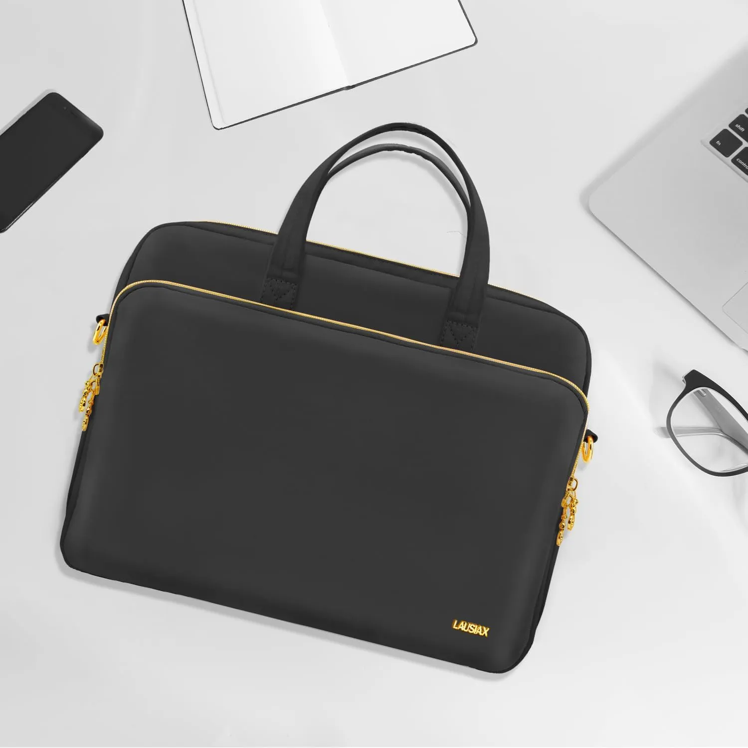 Laptop Bag Case 17 17.3 inch for Women Men Computer Briefcase Compatible with Dell XPS Inspiron, HP Pavilion Omen, LG Gram, Lenovo, ASUS, Acer, Messenger Shoulder Bag with Strap Handle, Black