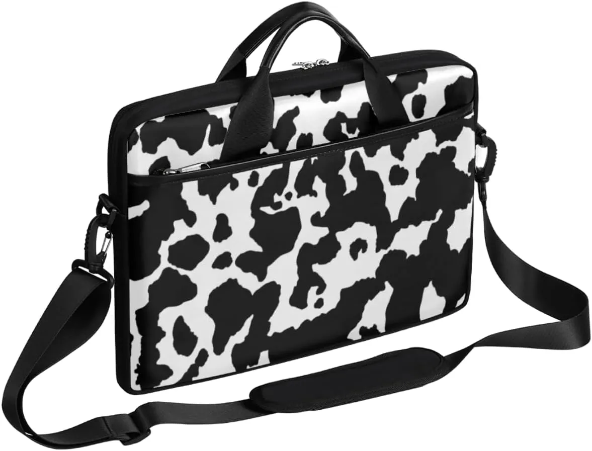 Laptop Bag Case Animal Cow Pattern Shoulder Messenger Carrying Bag 13 14 15 Inch Waterproof Computer Sleeve Cover Compatible with MacBook/Notebook/HP Acer Dell Lenovo ASUS Laptop