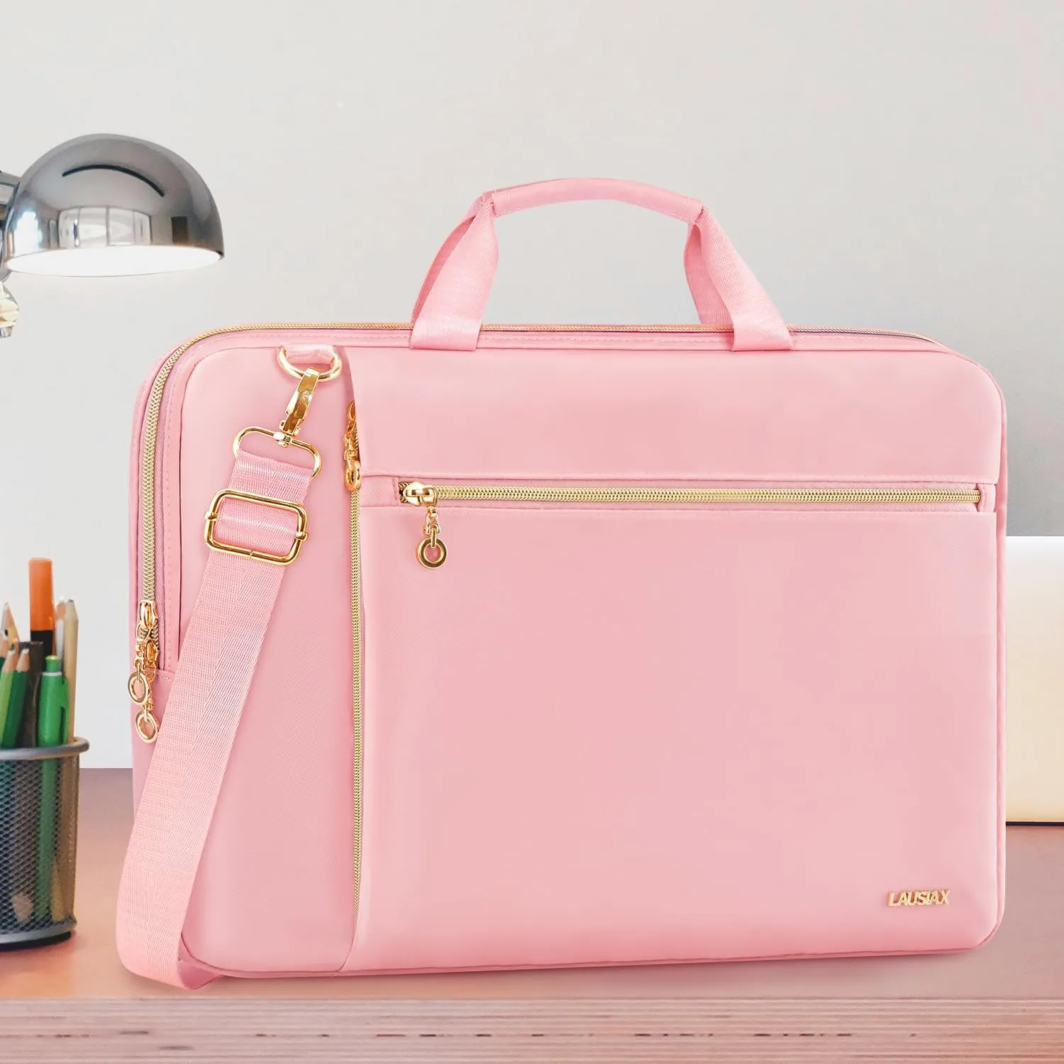 Laptop Case Bag Women Men Computer Sleeve Compatible with MacBook/Dell/HP/Acer/ASUS/LG, Waterproof Shoulder Carrying Briefcase, Pink, 15.6-16 Inch