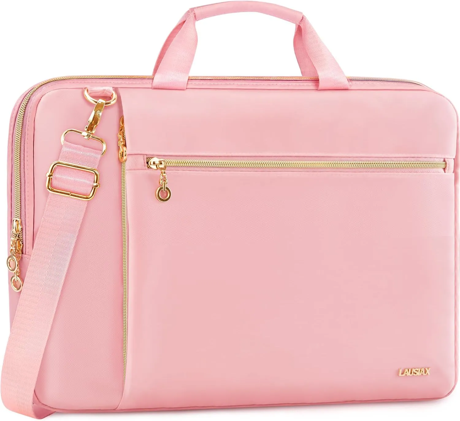 Laptop Case Bag Women Men Computer Sleeve Compatible with MacBook/Dell/HP/Acer/ASUS/LG, Waterproof Shoulder Carrying Briefcase, Pink, 15.6-16 Inch
