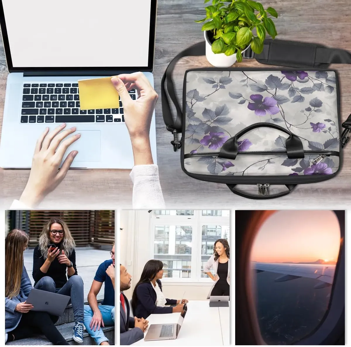 Laptop Shoulder Bag Computer Bag 13-15 Inches Laptop Carrying Case with Shoulder Strap for Women Men