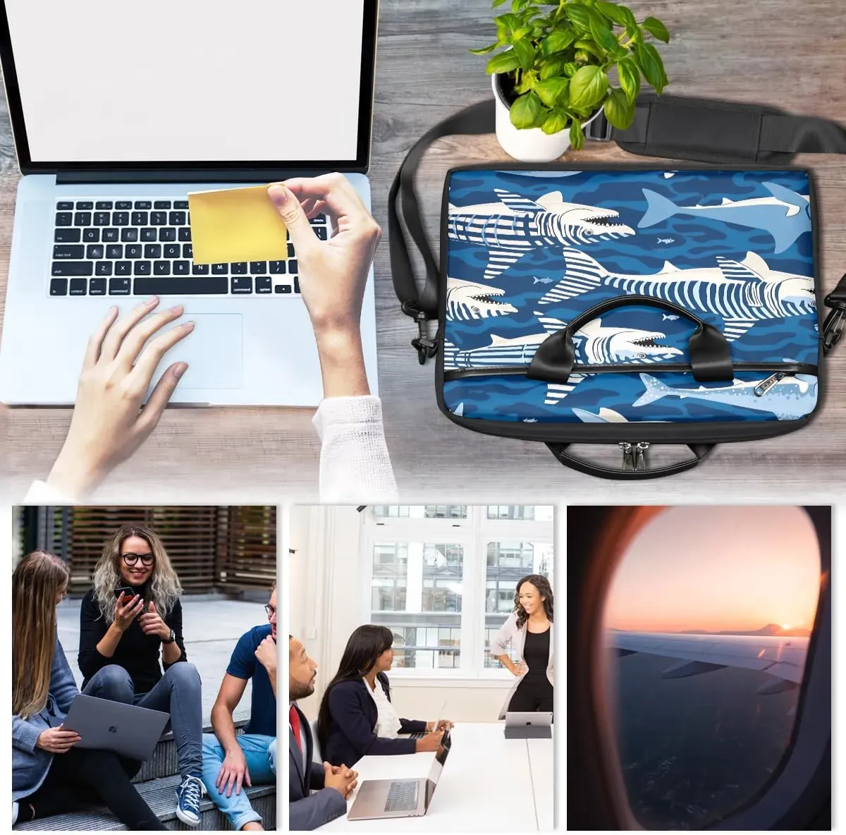 Laptop Shoulder Bag Computer Bag 13-15 Inches Laptop Carrying Case with Shoulder Strap for Women Men