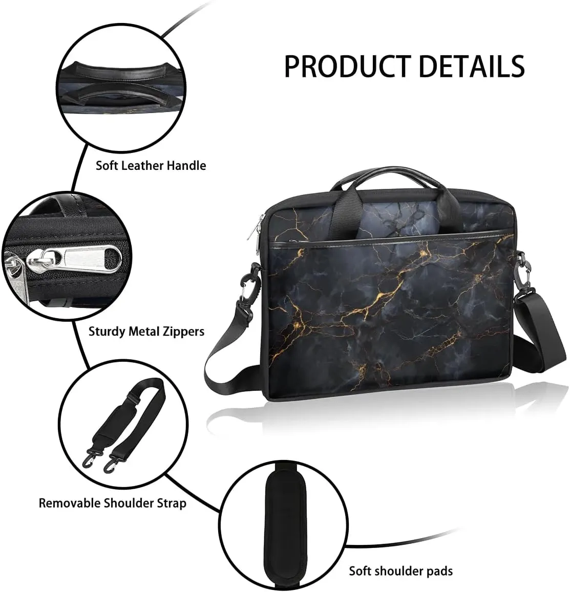 Laptop Shoulder Bag Computer Bag 13-15 Inches Laptop Carrying Case with Shoulder Strap for Women Men